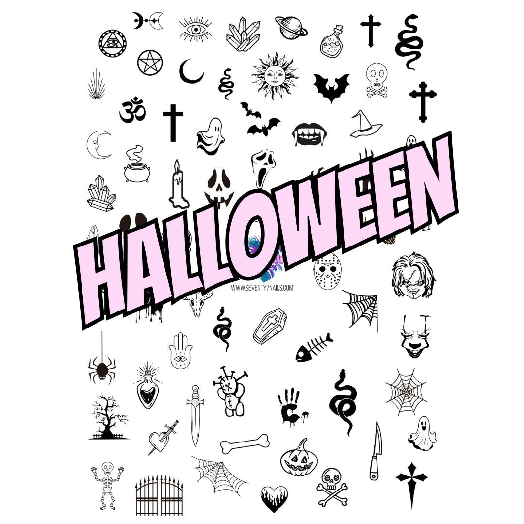 Laminated Single Nail Art Practice Sheet - Halloween