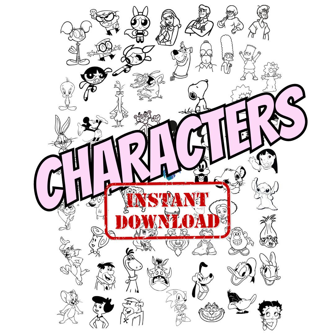 DIGITAL DOWNLOAD - Laminated Nail Art Practice Sheet - Characters