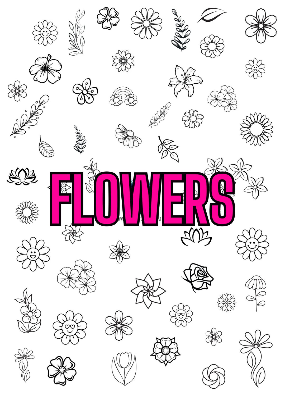 Nail Art Outline Decals - Flowers