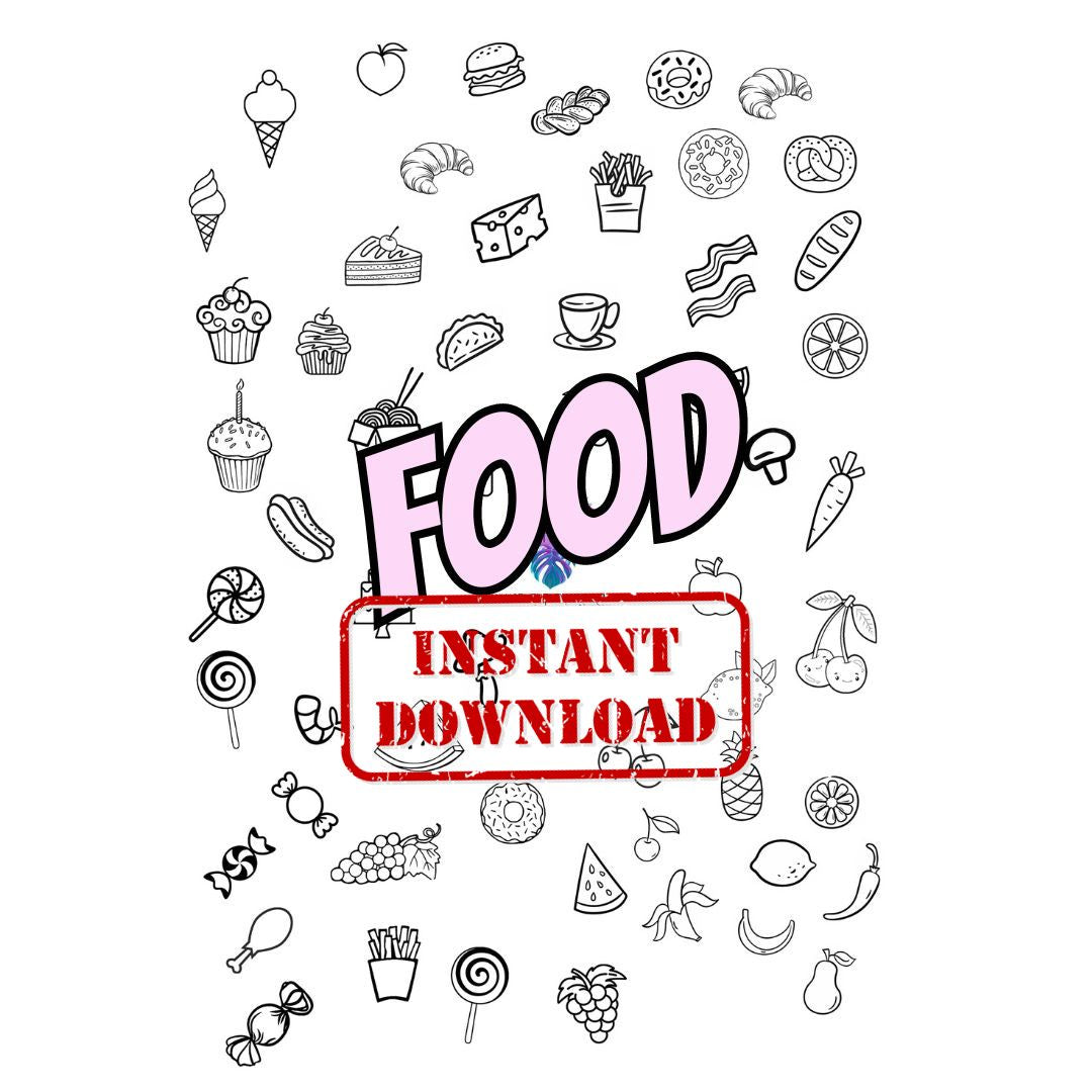DIGITAL DOWNLOAD - Laminated Nail Art Practice Sheet - Food/Desserts Sheet