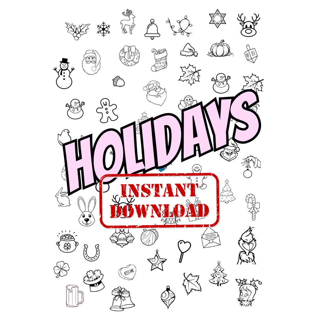 DIGITAL DOWNLOAD - Laminated Nail Art Practice Sheet - Holidays