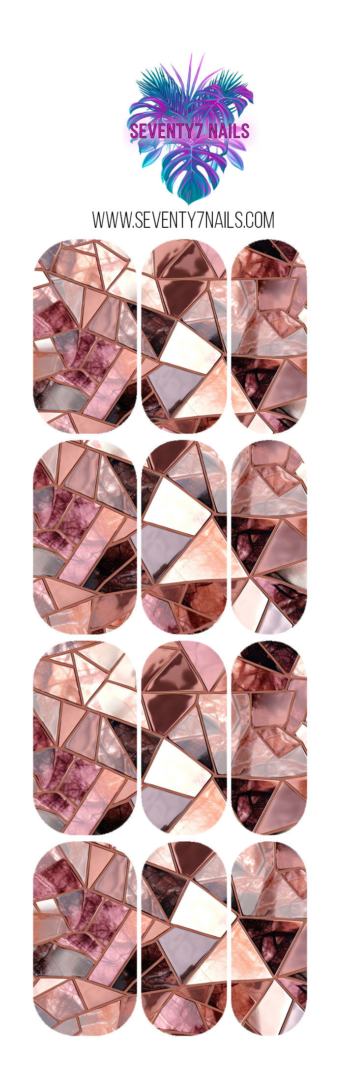 Waterslide Nail Decals - Rose Gold Prism