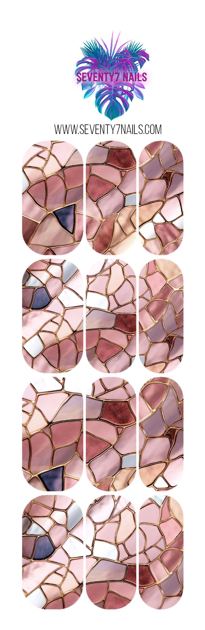 Waterslide Nail Decals - Rose Gold Stained Glass