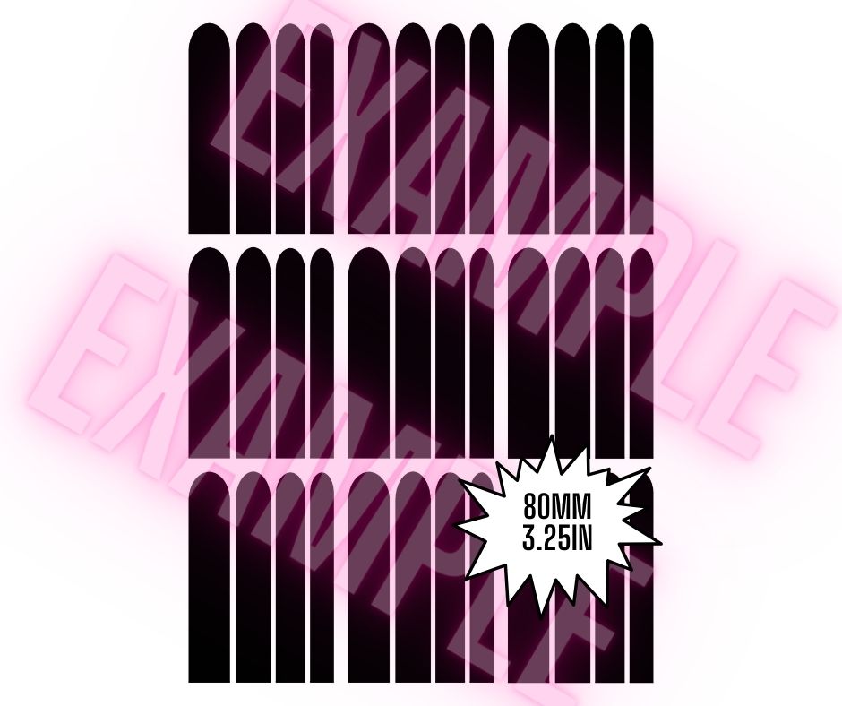 Editable Nail Decal Template - 80MM LONG SQUARE