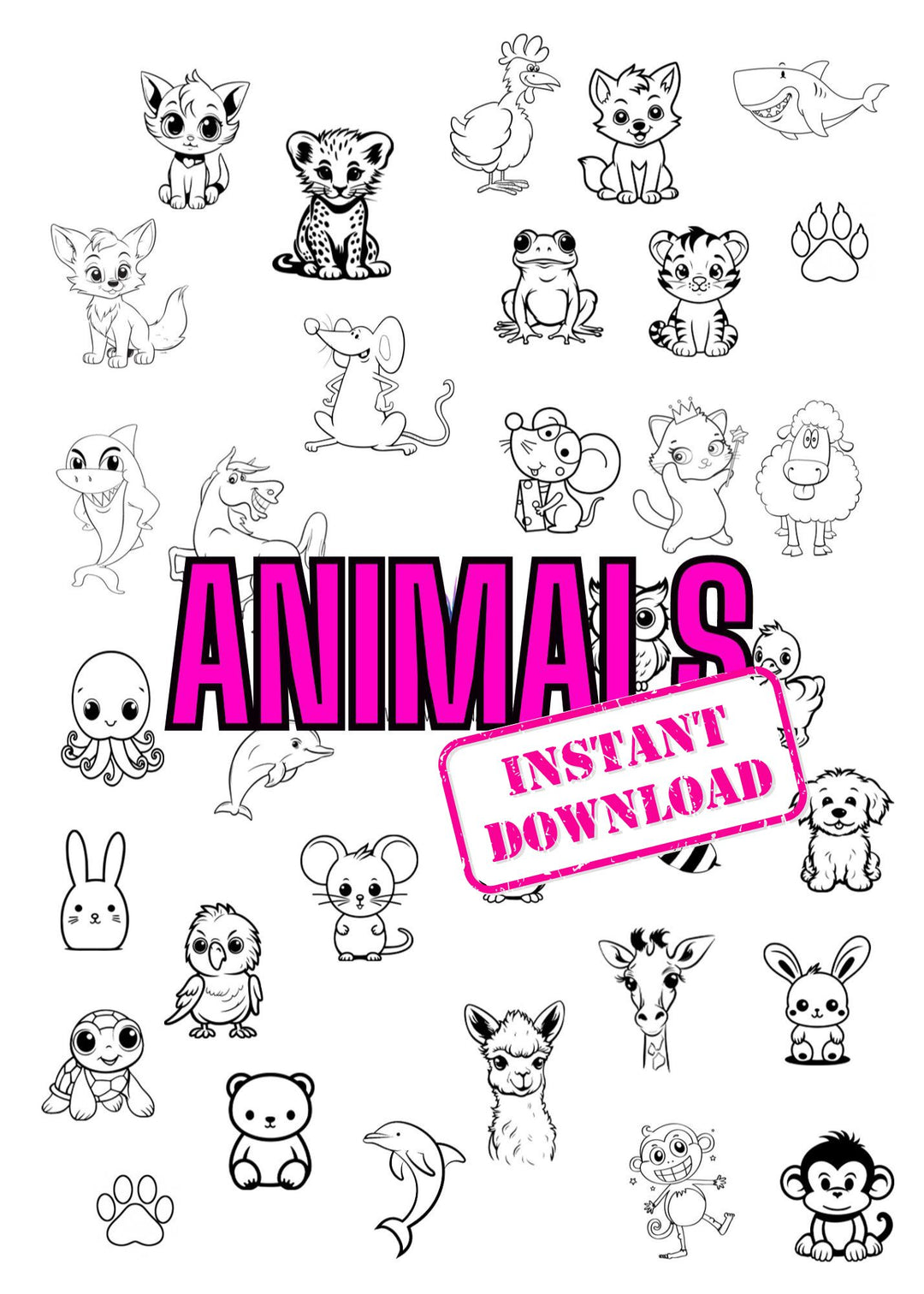 DIGITAL DOWNLOAD - Laminated Nail Art Practice Sheet - Animals