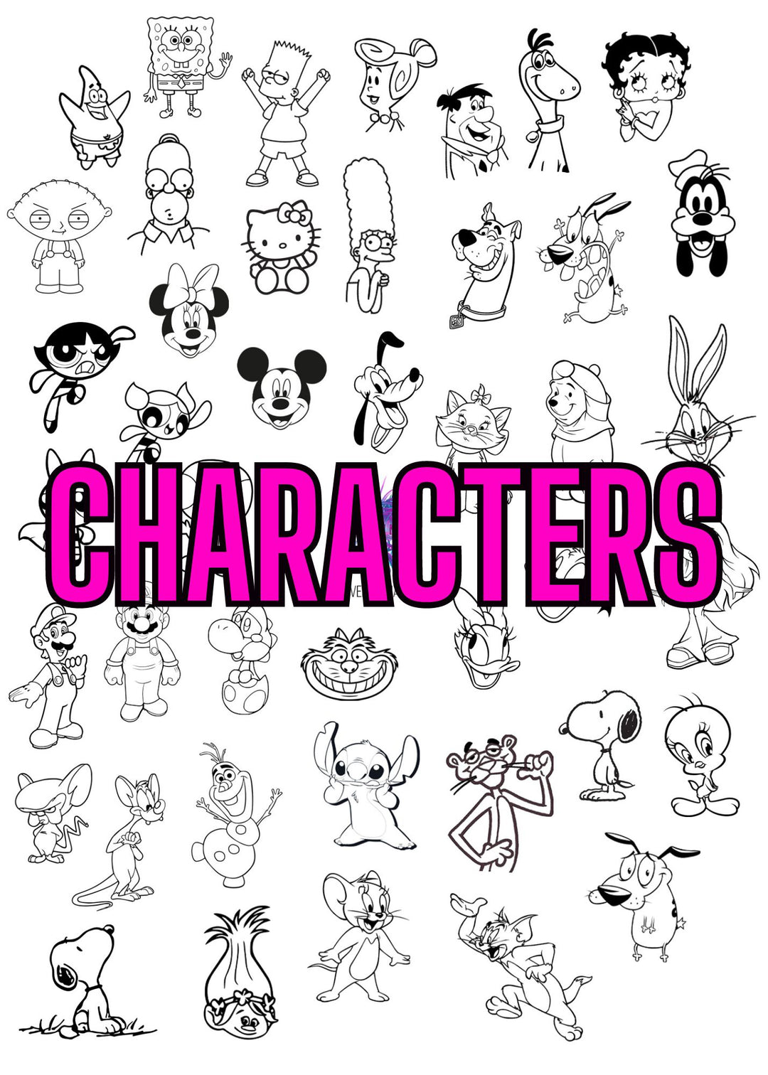Laminated Single Nail Art Practice Sheet - Characters