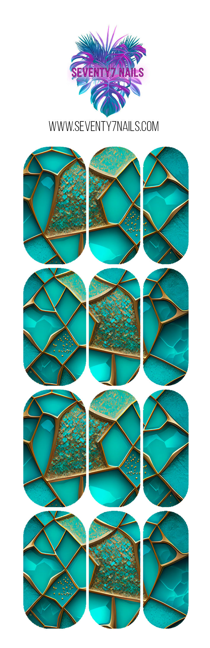 Waterslide Nail Decals - Cracked Turquoise