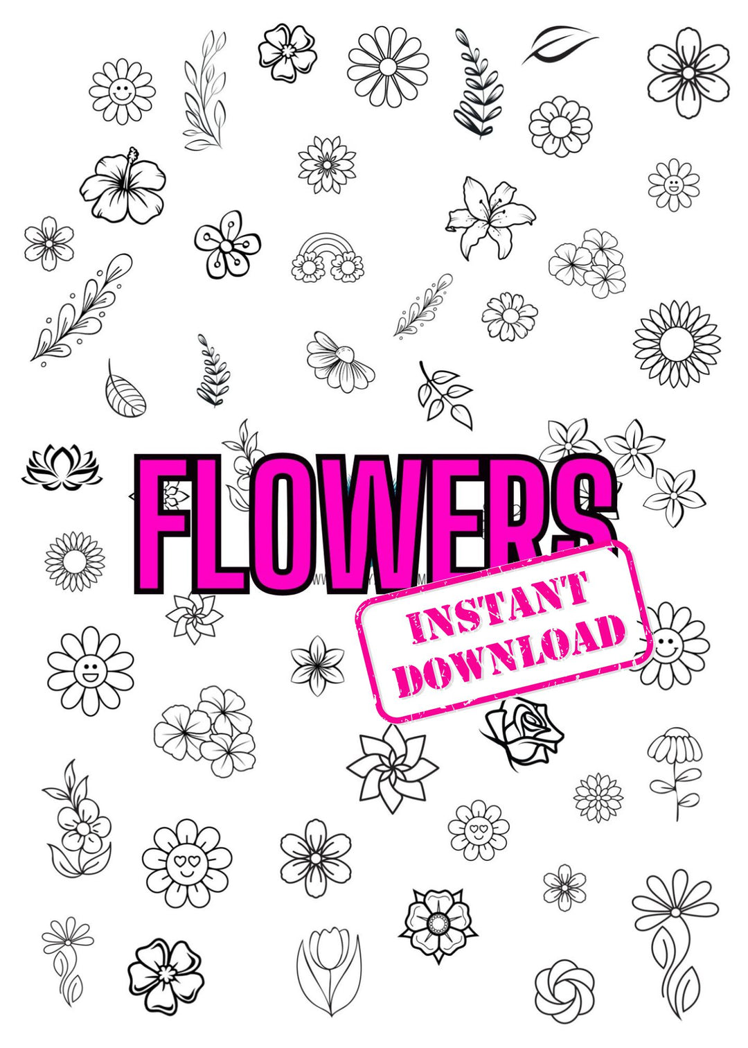 DIGITAL DOWNLOAD - Laminated Nail Art Practice Sheet - Flowers/Leaves