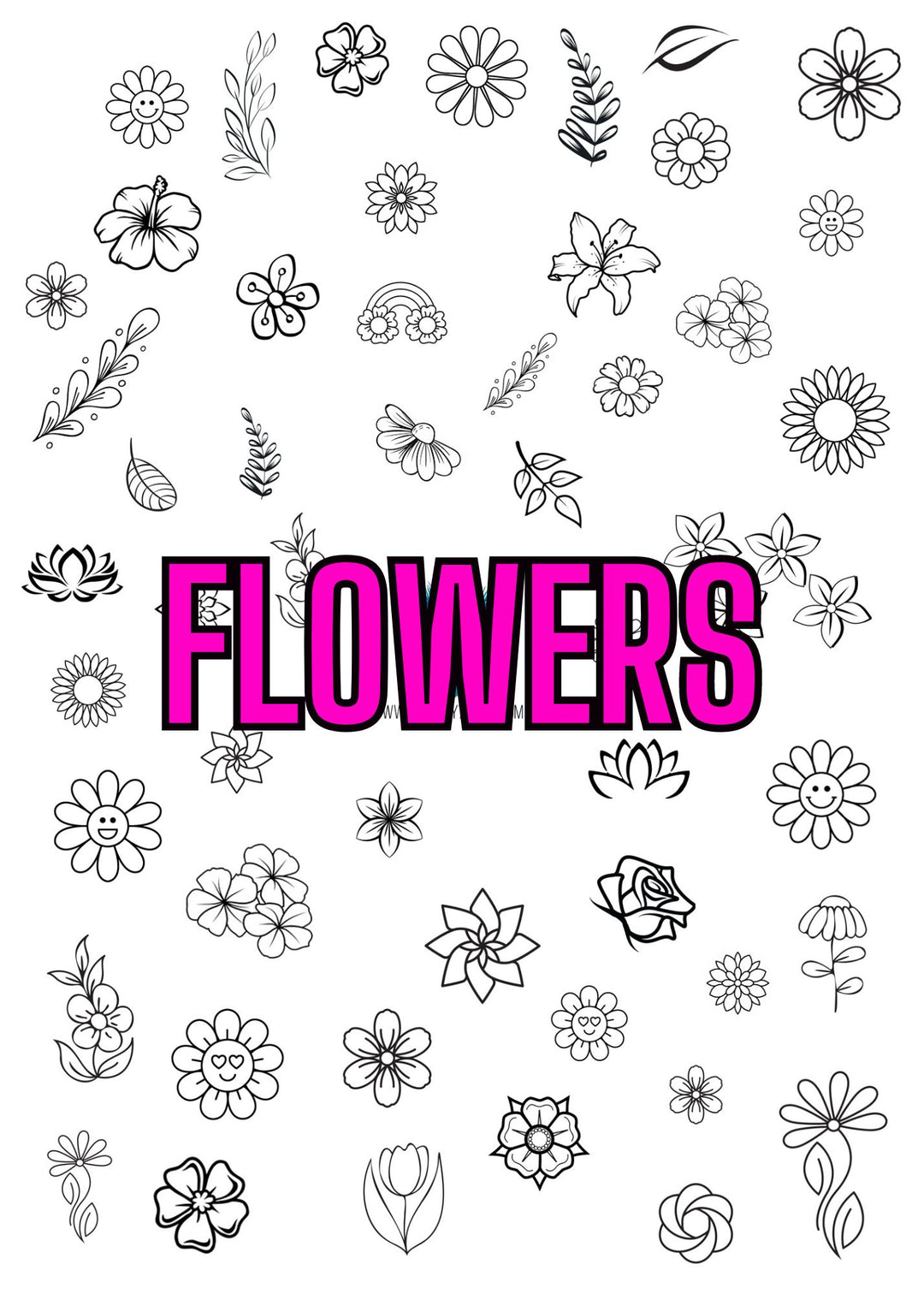 Laminated Single Nail Art Practice Sheet - Flowers