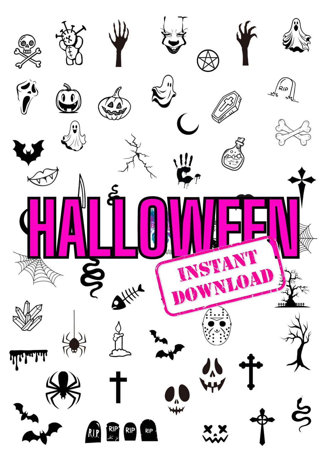 DIGITAL DOWNLOAD - Laminated Nail Art Practice Sheet - Halloween