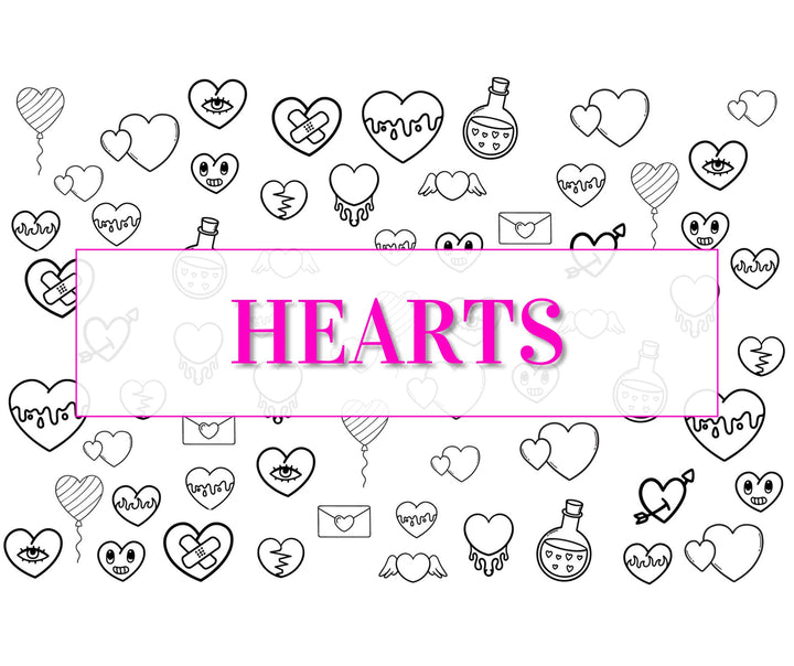 Nail Art Outline Decals - HEARTS