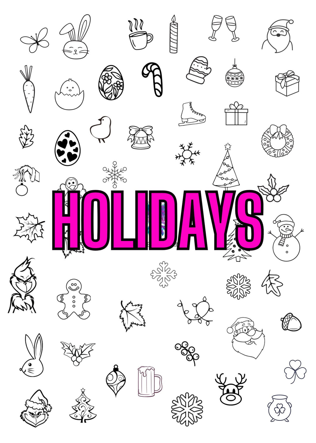 Laminated Single Nail Art Practice Sheet - Holidays