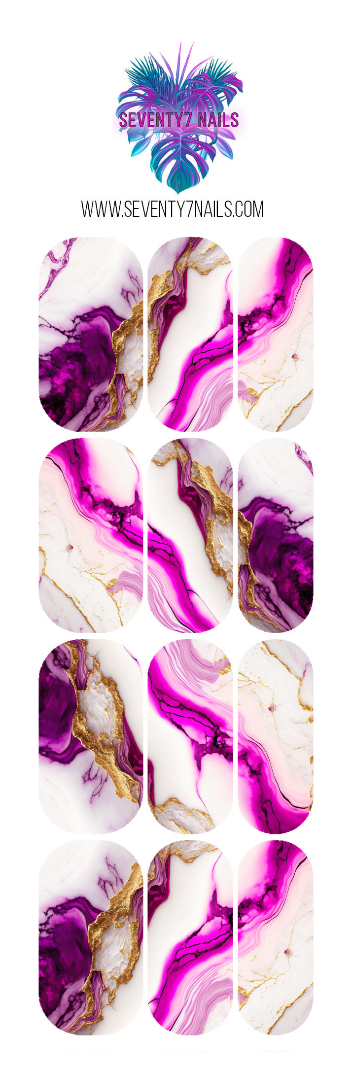 Waterslide Nail Decals - Hot Pink Marble