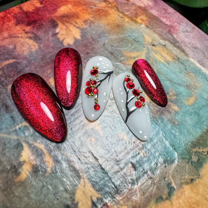 Custom Luxury Press On Nails - Winter Berries