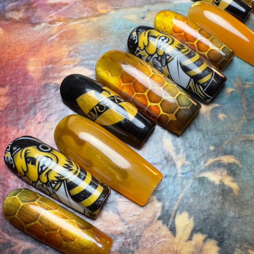 Custom Luxury Press On Nails - Ready To Ship - Killer Bees