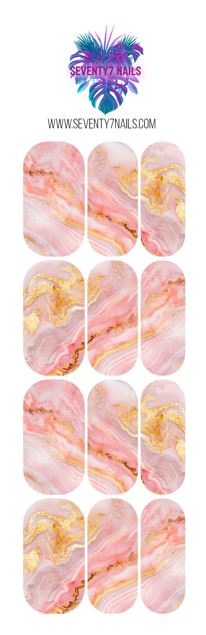 Waterslide Nail Decals - Pink Marble