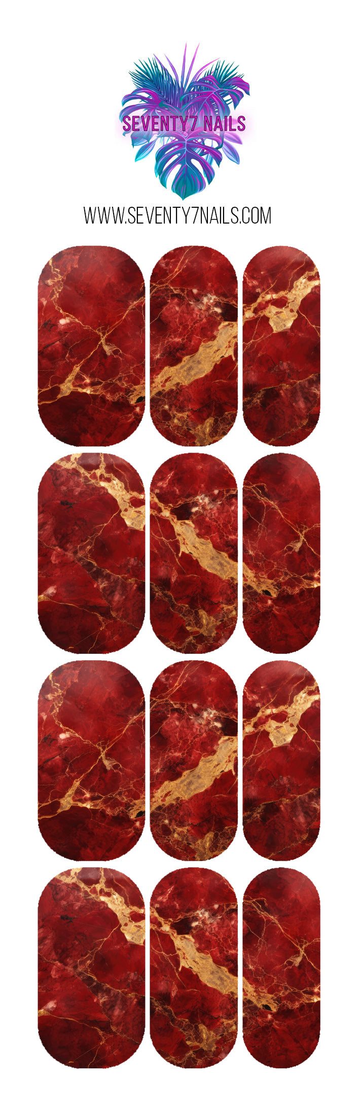 Waterslide Nail Decals - Red Marble