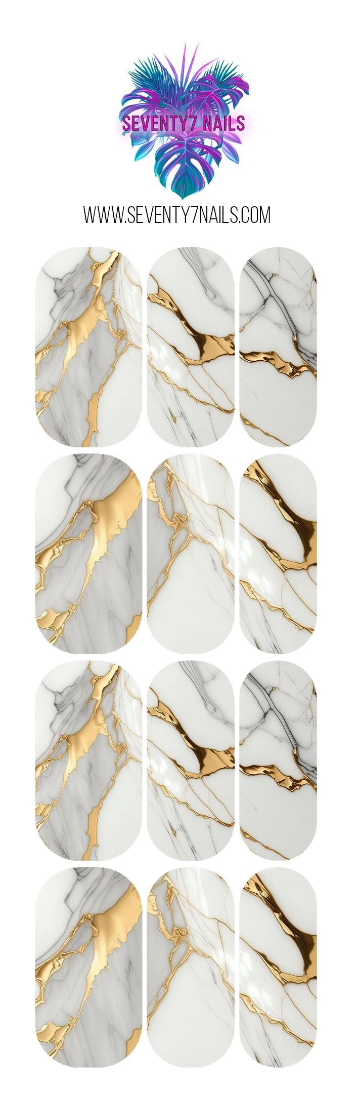 Waterslide Nail Decals - White Marble
