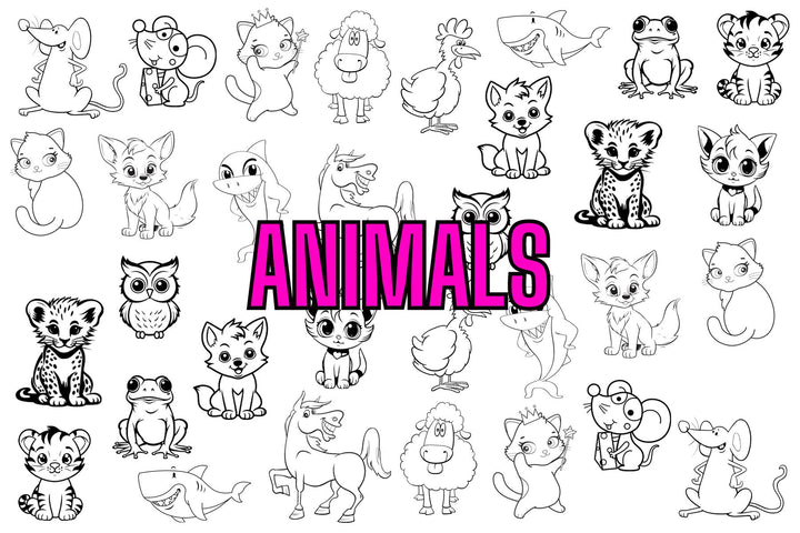 Nail Art Outline Decals - ANIMALS