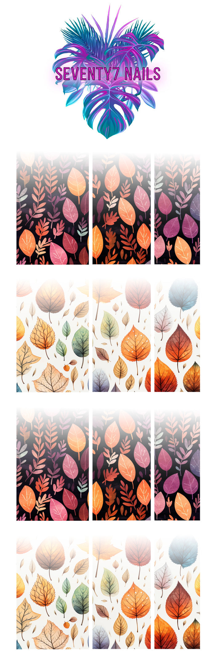 Ombre Waterslide Nail Decals - Autumn Leaves