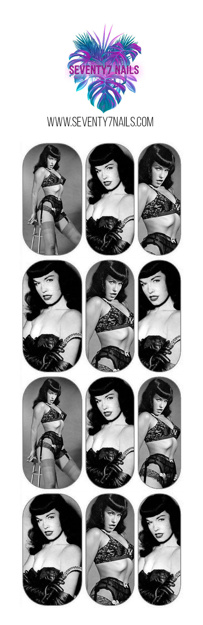 Waterslide Nail Decals - Bettie Page