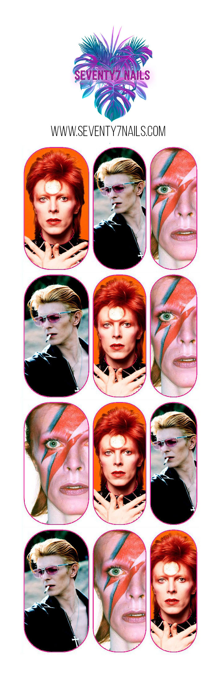 Waterslide Nail Decals - Bowie