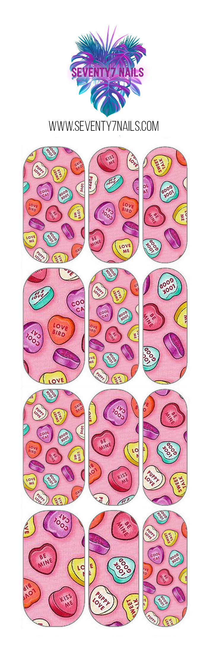 Waterslide Nail Decals - Candy Hearts