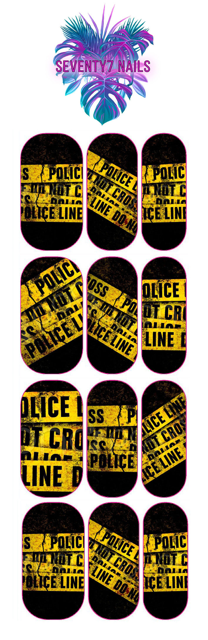 Waterslide Nail Decals - Caution Tape