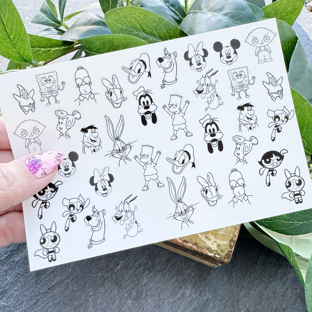 Nail Art Outline Decals - CHARACTERS 1