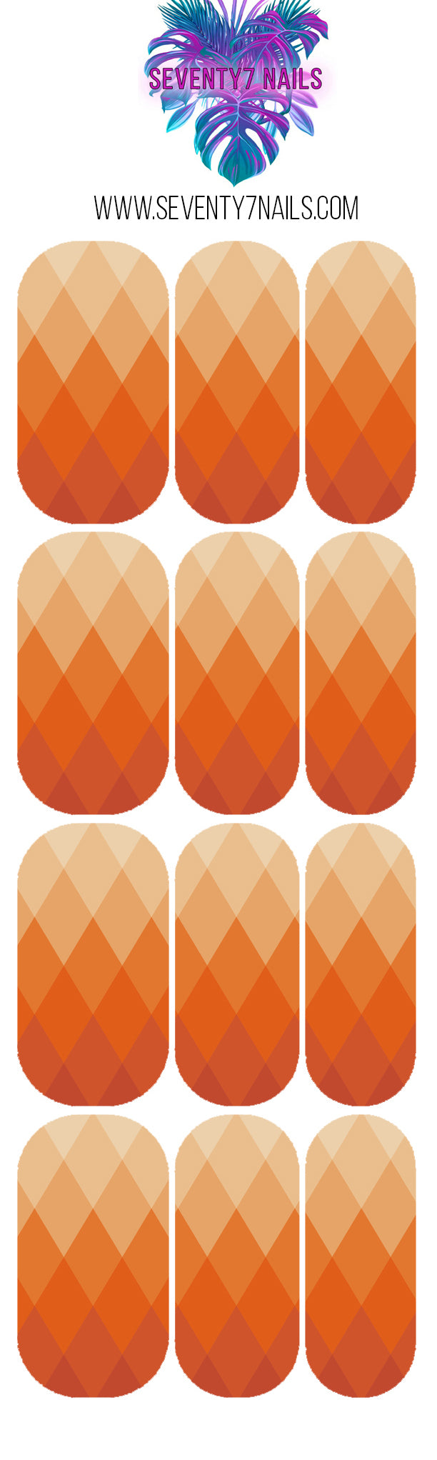 Waterslide Nail Decals - Diamond Ombre Orange