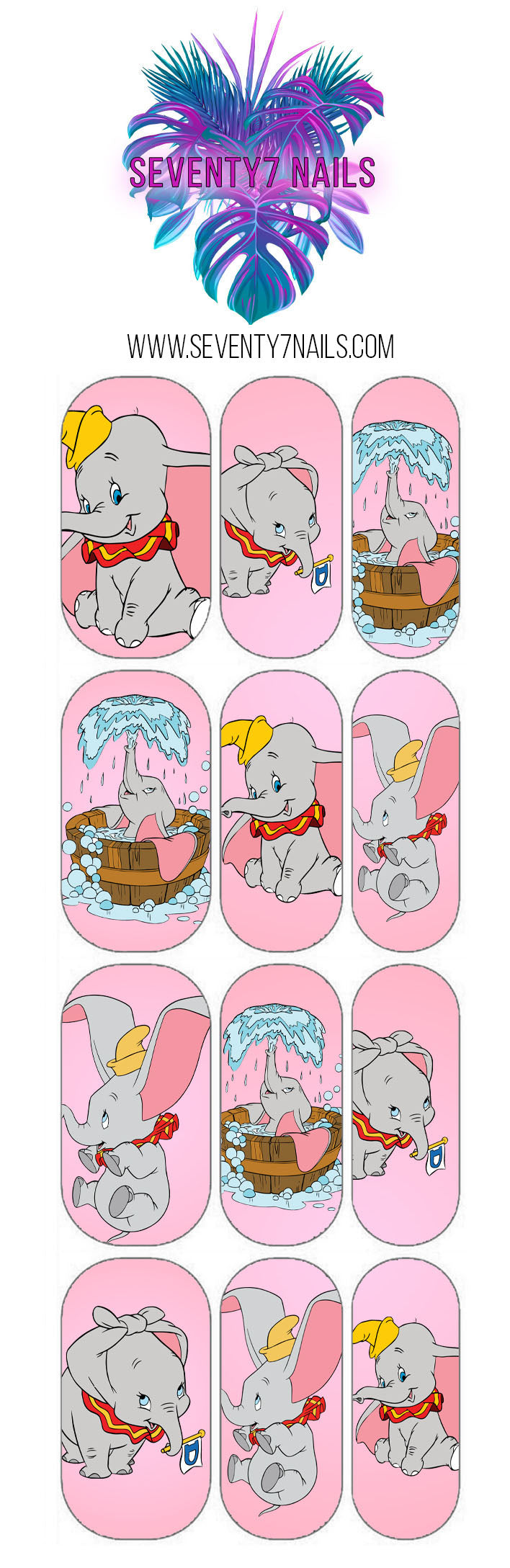 Waterslide Nail Decals - Giant Eared Elephant
