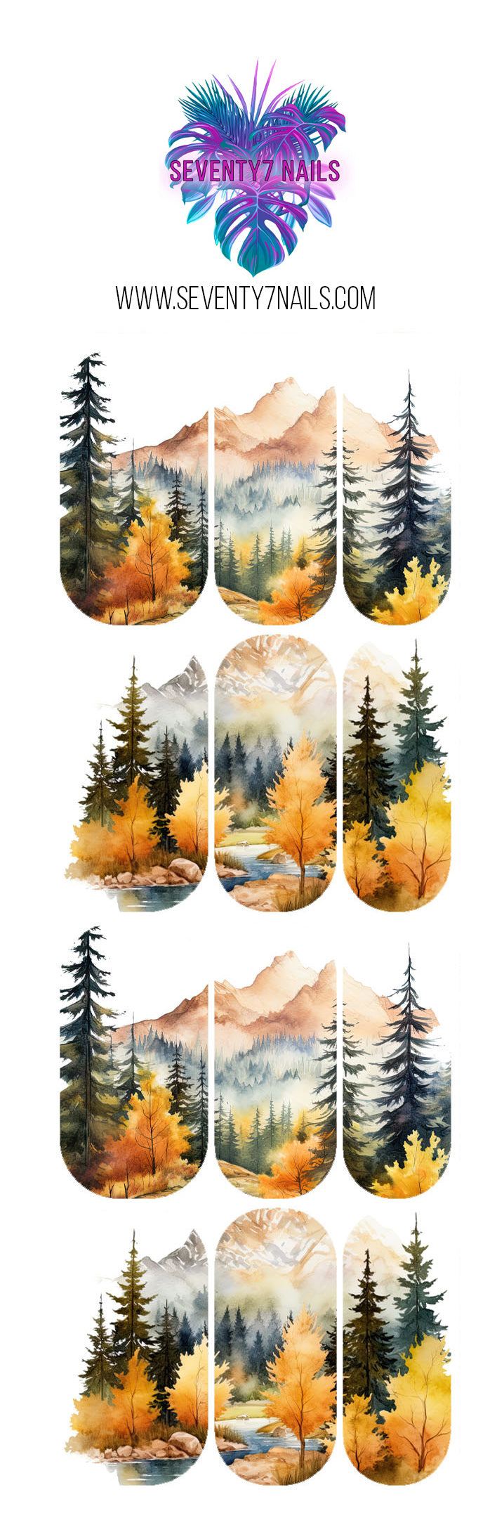 Waterslide Nail Decals - Fall Mountains