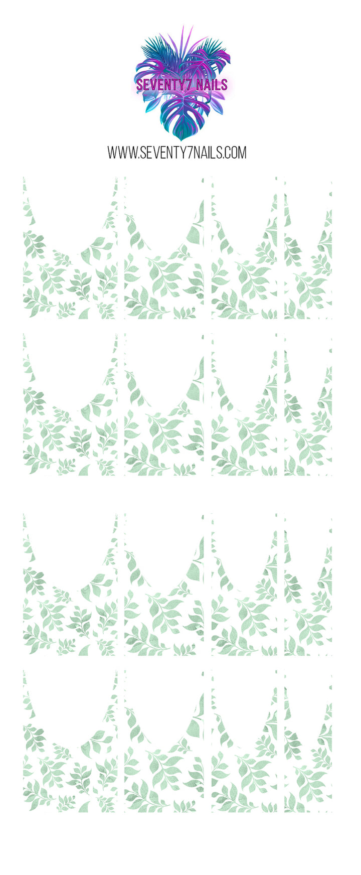 Waterslide Nail Decals - French Cut - Ferns