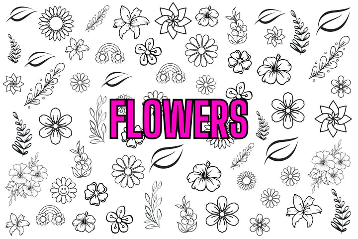 Nail Art Outline Decals - FLOWERS