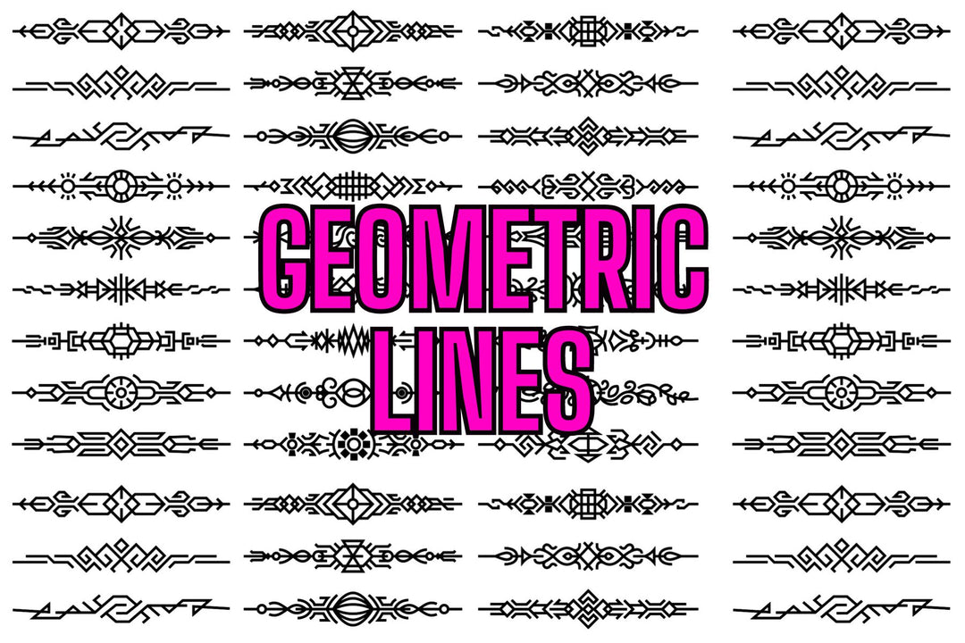Nail Art Outline Decals - GEOMETRIC BORDERS (BLACK OVERLAY)
