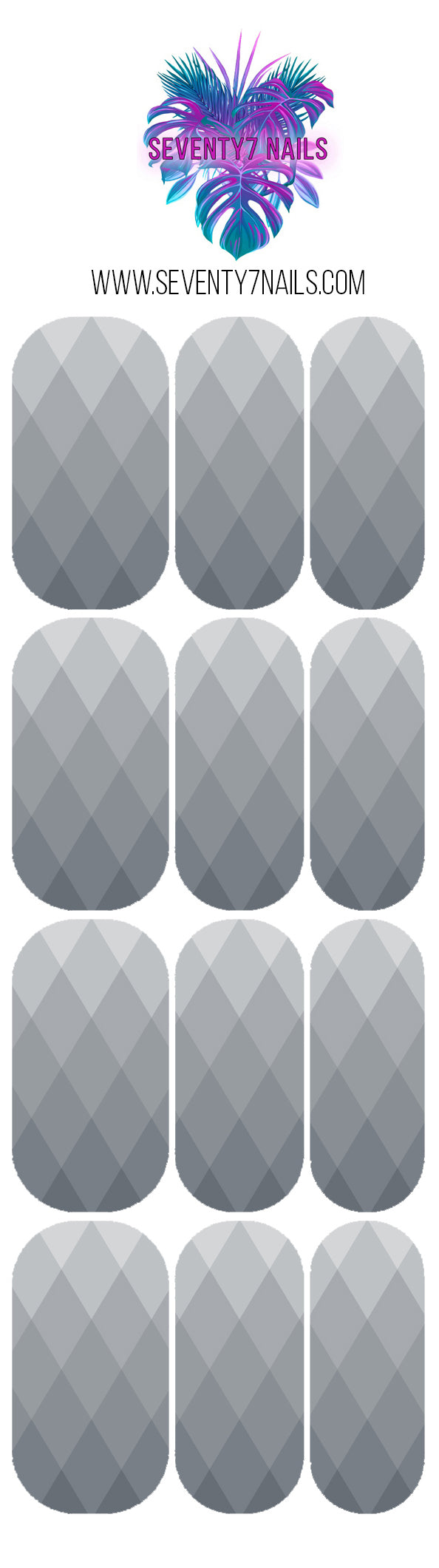 Waterslide Nail Decals - Diamond Ombre Gray