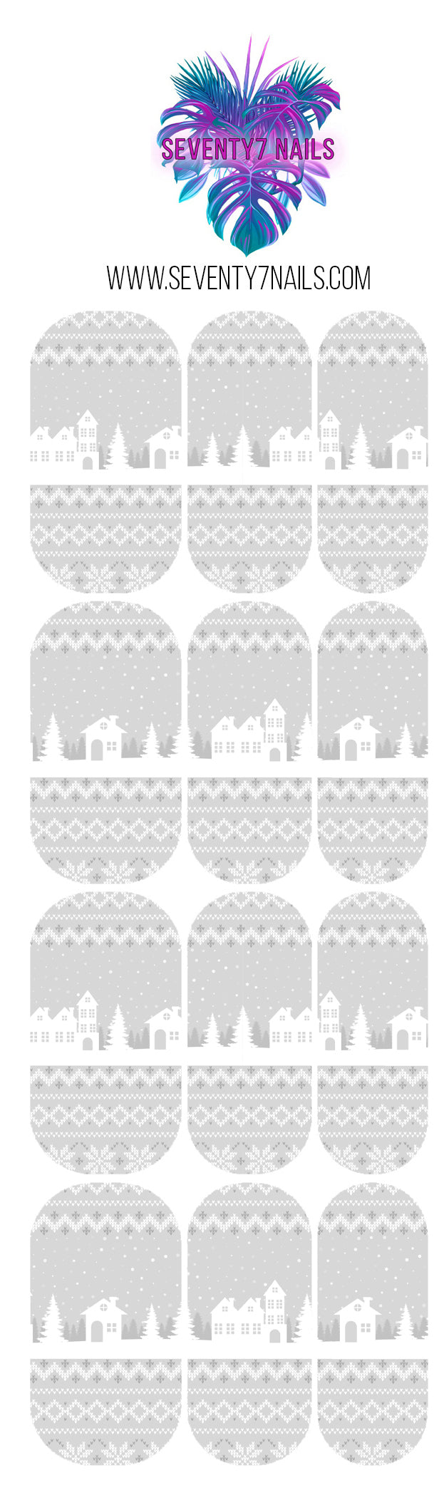 Waterslide Nail Decals - Gray Christmas Town