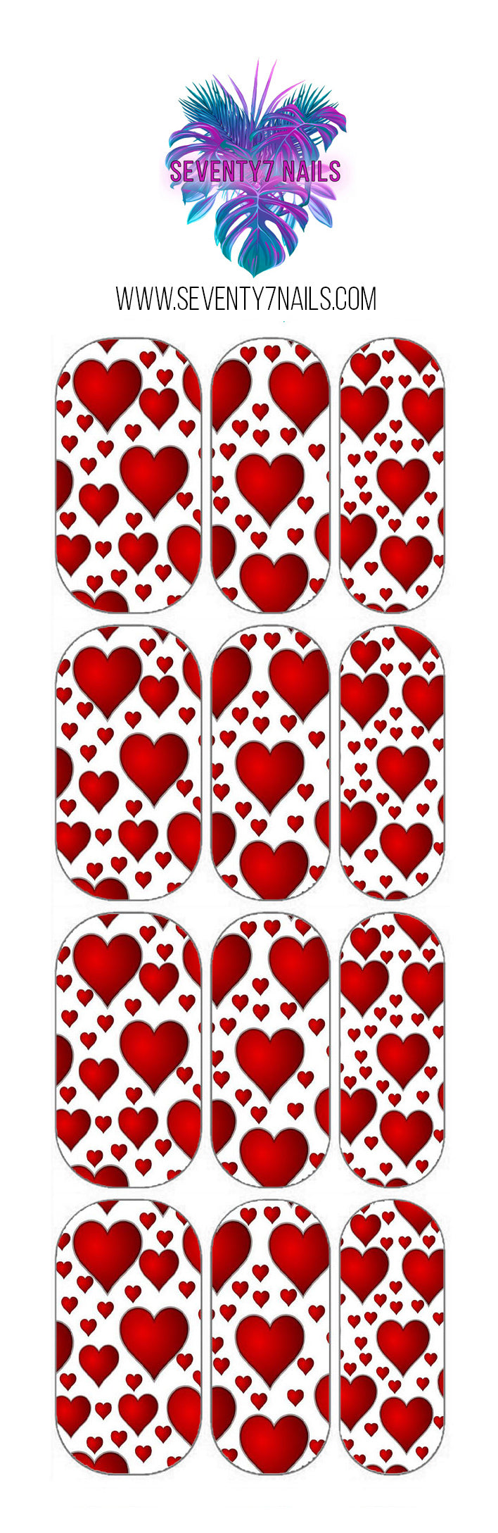 Waterslide Nail Decals - Red Hearts