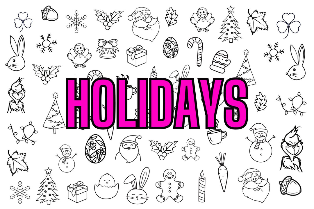 Nail Art Outline Decals - HOLIDAYS