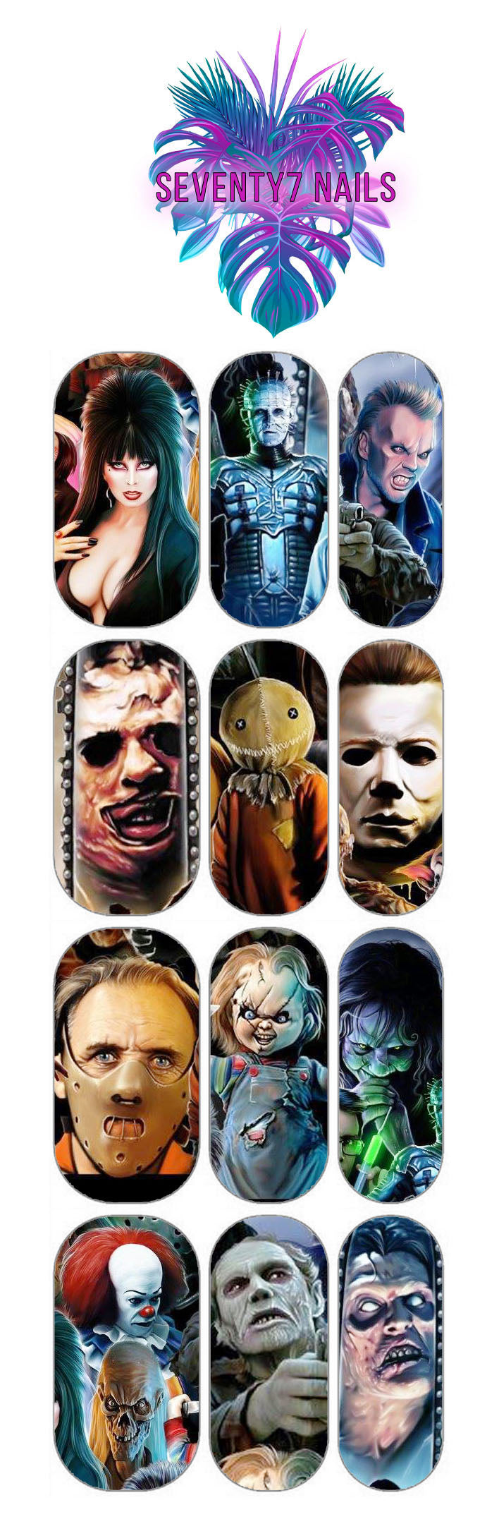 Waterslide Nail Decals - Horror Collage