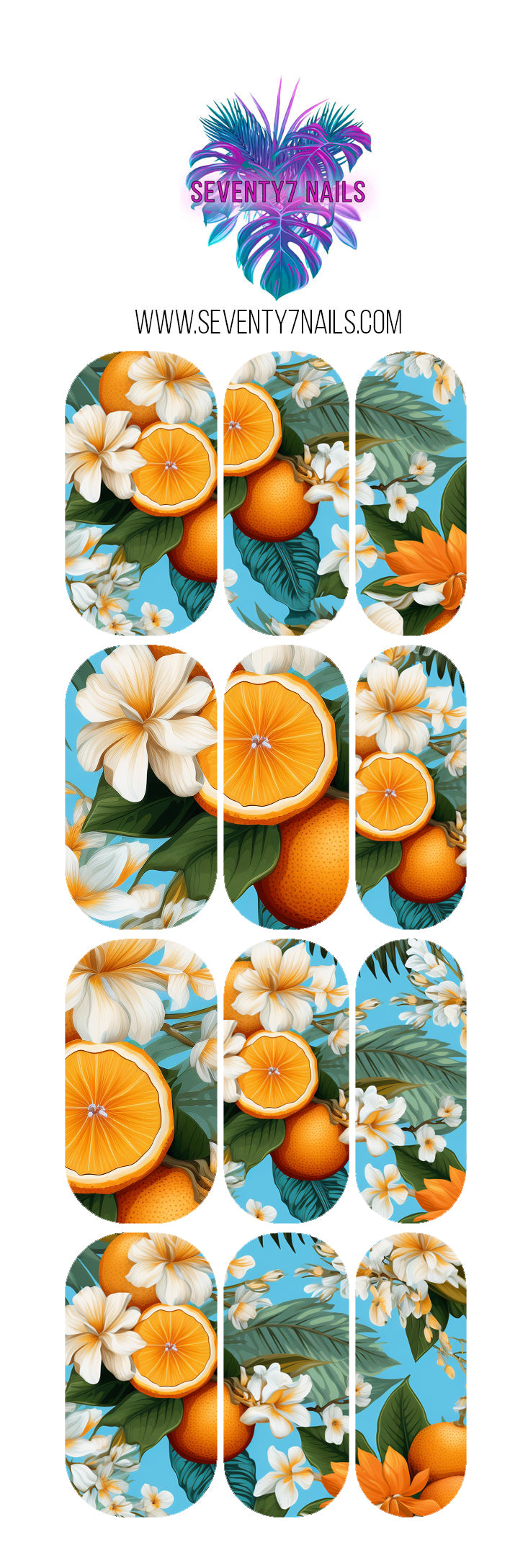 Waterslide Nail Decals - Orange Blossoms