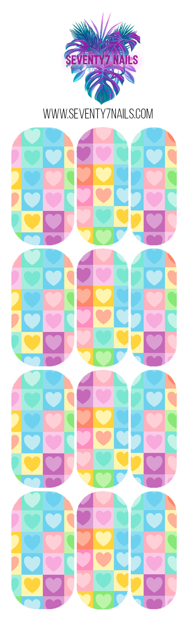 Waterslide Nail Decals - Pastel Heart Pattern