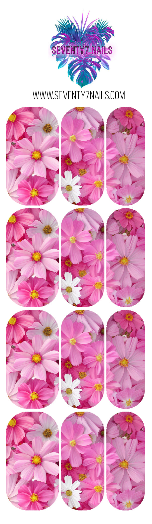 Waterslide Nail Decals - Pink Daisy Bunch