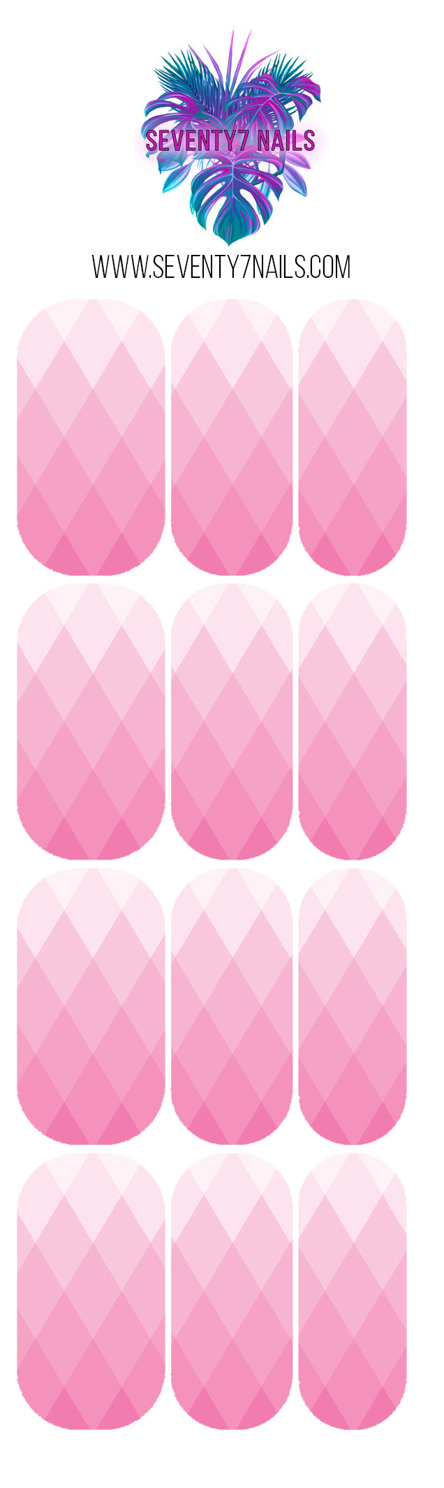 Waterslide Nail Decals - Diamond Ombre Pink