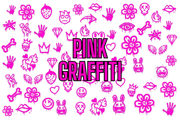 Nail Art Outline Decals - HOT PINK GRAFFITI (OVERLAY)