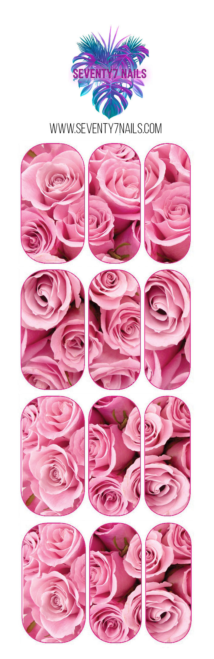 Waterslide Nail Decals - Pink Rose Bouquet