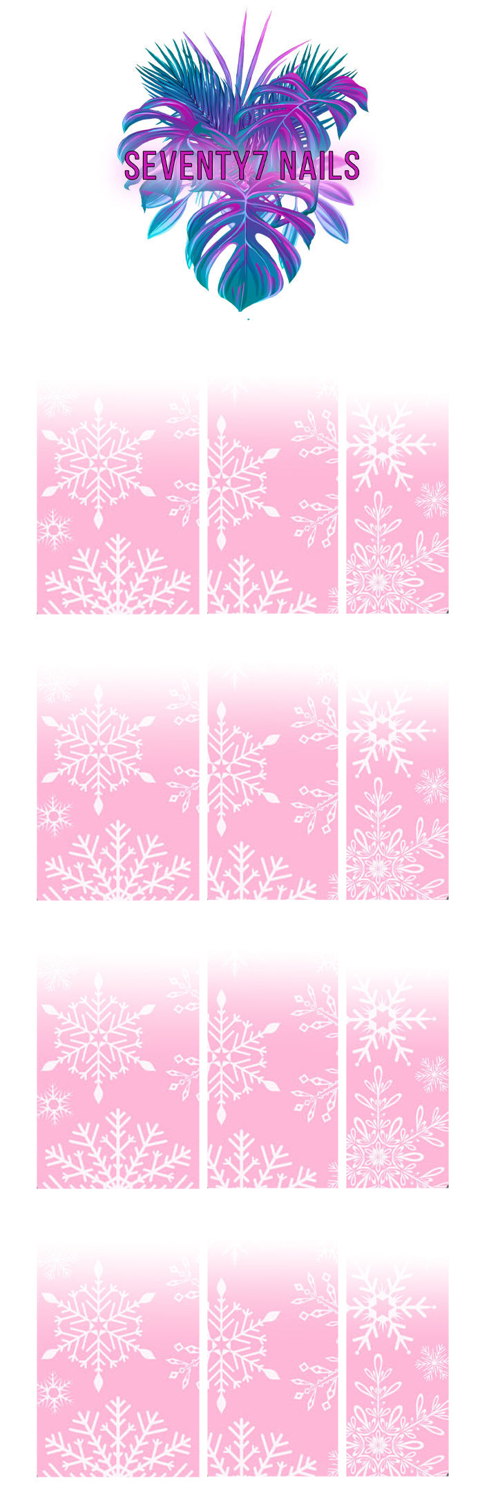 Ombre Waterslide Nail Decals - Pink Snowflakes