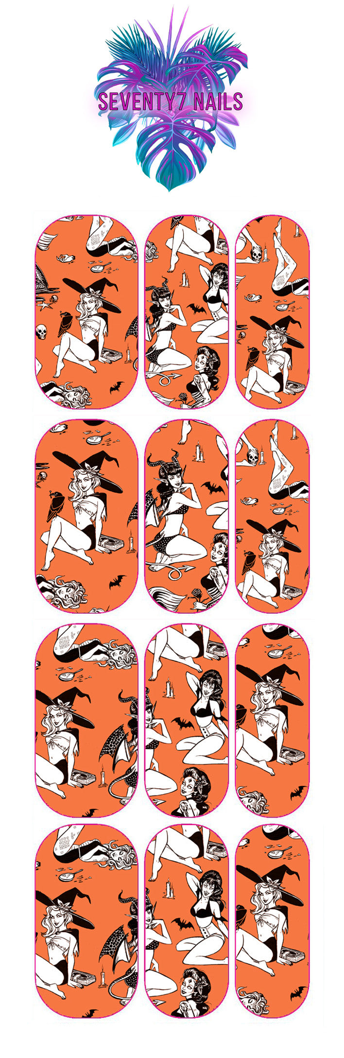 Waterslide Nail Decals - Pin Up Witches