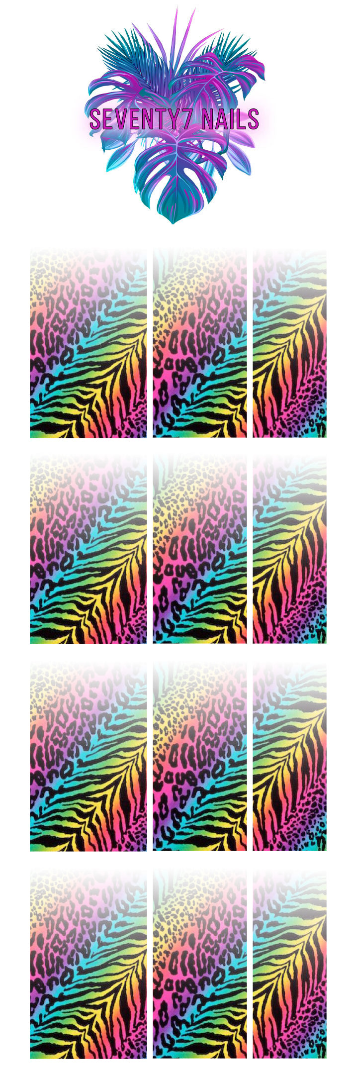 Ombre Waterslide Nail Decals - Rainbow Animal Print