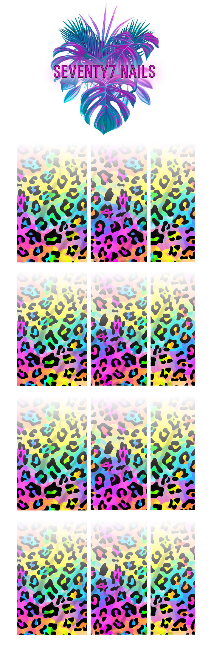 Ombre Waterslide Nail Decals - Rainbow Leopard